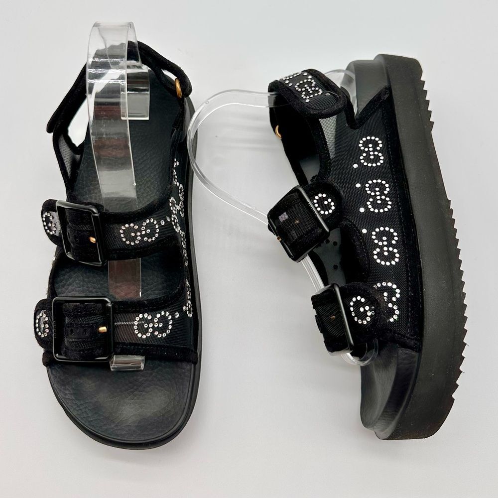 Gucci GG Crystal Embellished Platform Mash Dad Black Flat Sandals EU 38 US 8 - Picture 13 of 13